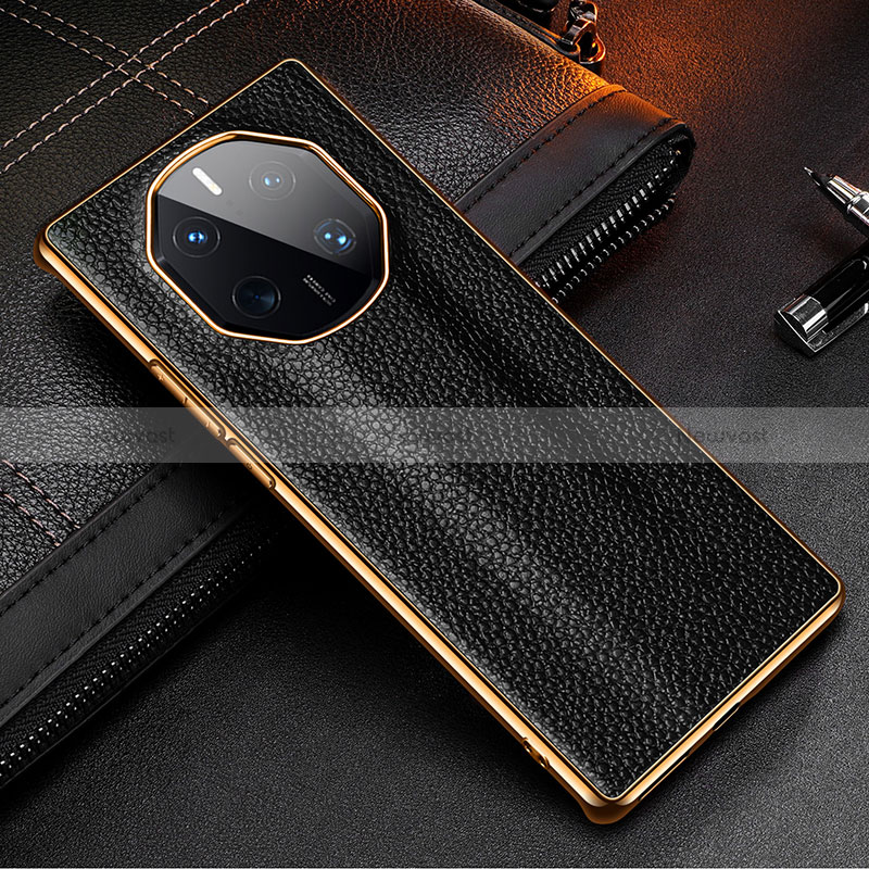 Soft Luxury Leather Snap On Case Cover DL2 for Huawei Mate 50 RS Black