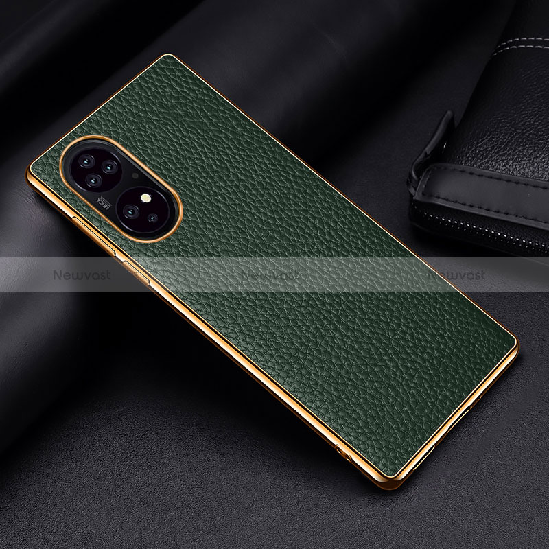 Soft Luxury Leather Snap On Case Cover DL2 for Huawei P50 Green