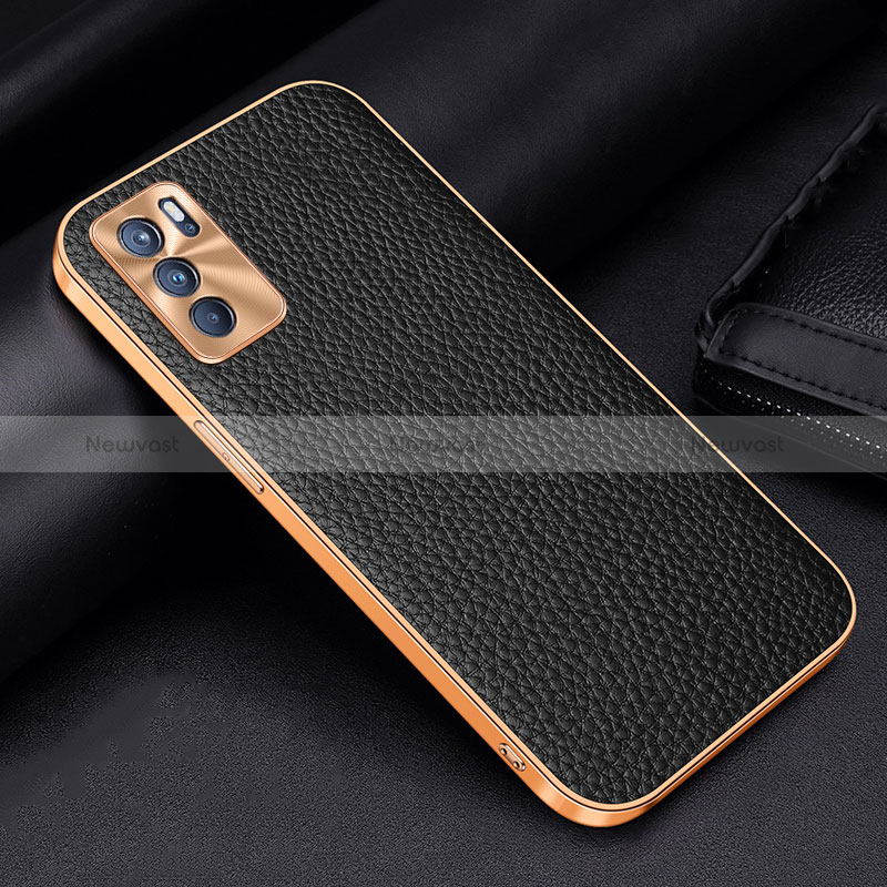 Soft Luxury Leather Snap On Case Cover DL2 for Oppo Reno6 5G Black