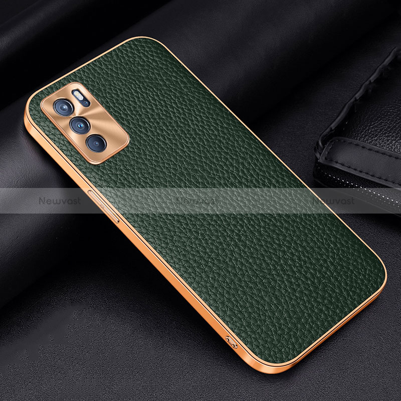 Soft Luxury Leather Snap On Case Cover DL2 for Oppo Reno6 5G Green