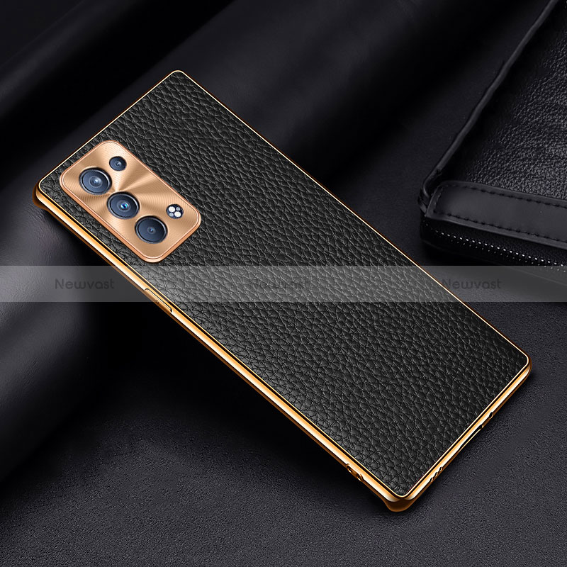 Soft Luxury Leather Snap On Case Cover DL2 for Oppo Reno6 Pro 5G Black