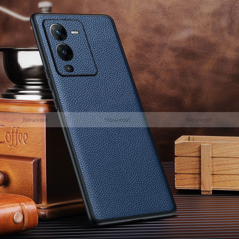 Soft Luxury Leather Snap On Case Cover DL2 for Vivo V25 Pro 5G Blue