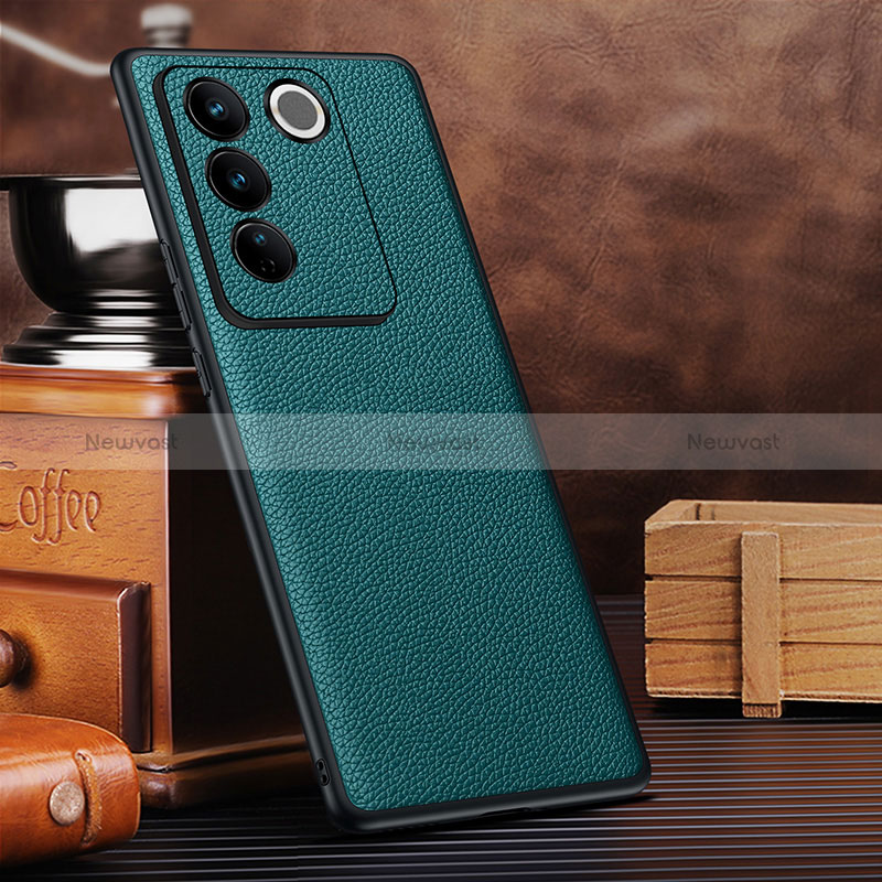 Soft Luxury Leather Snap On Case Cover DL2 for Vivo V27 Pro 5G Green