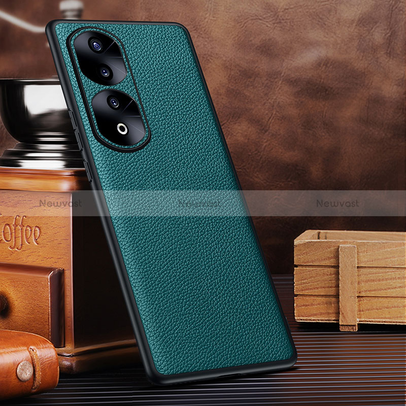 Soft Luxury Leather Snap On Case Cover DL3 for Huawei Honor 90 Pro 5G Cyan