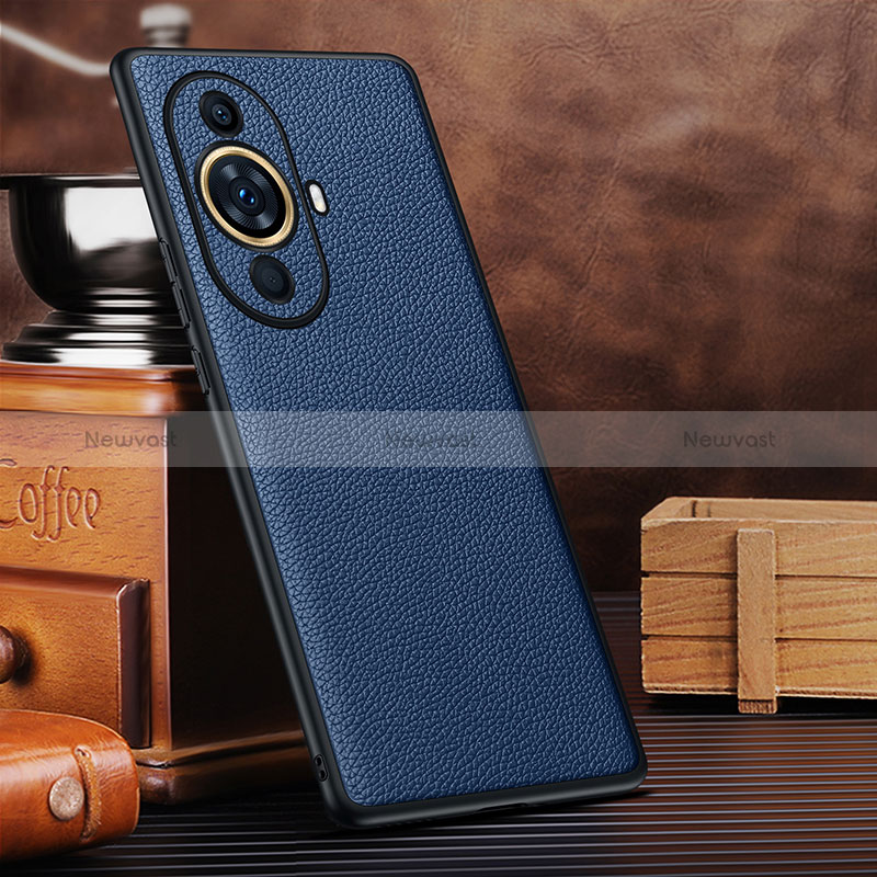 Soft Luxury Leather Snap On Case Cover DL3 for Huawei Nova 11 Blue