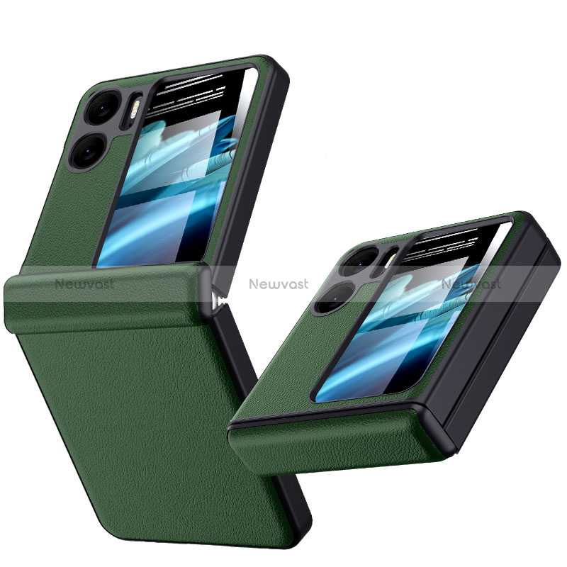 Soft Luxury Leather Snap On Case Cover DL3 for Oppo Find N2 Flip 5G Green