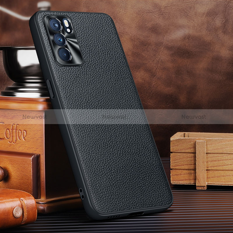 Soft Luxury Leather Snap On Case Cover DL3 for Oppo Reno6 5G Black