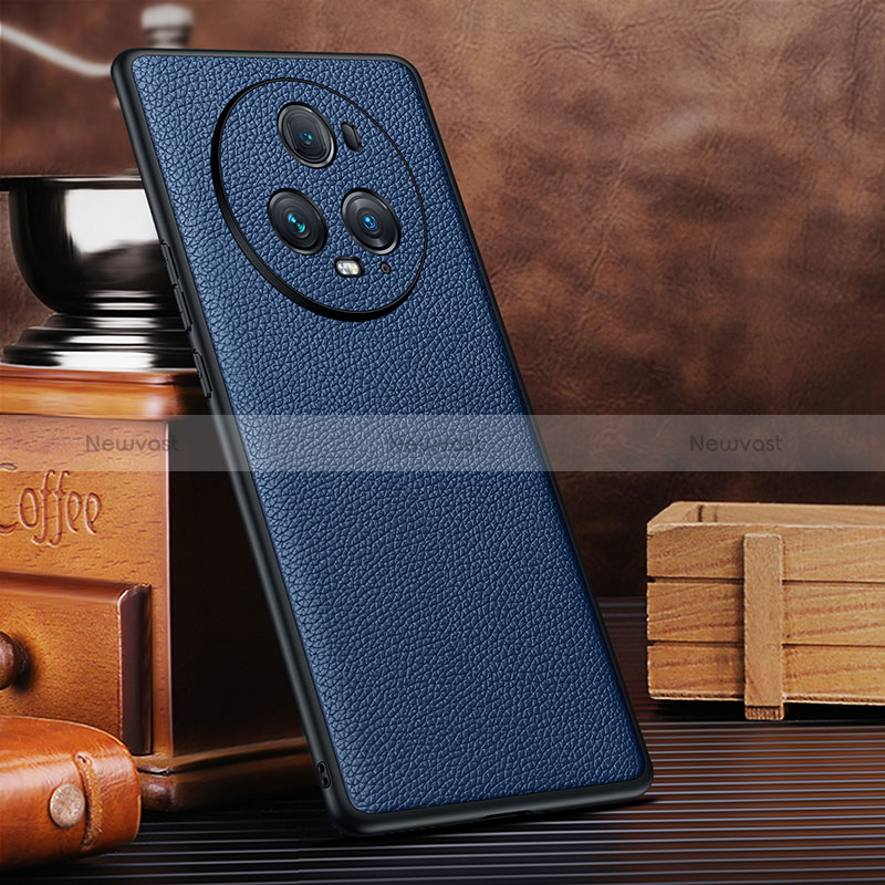 Soft Luxury Leather Snap On Case Cover DL4 for Huawei Honor Magic5 Pro 5G Blue