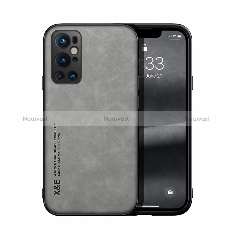 Soft Luxury Leather Snap On Case Cover DY1 for OnePlus 9 Pro 5G Gray