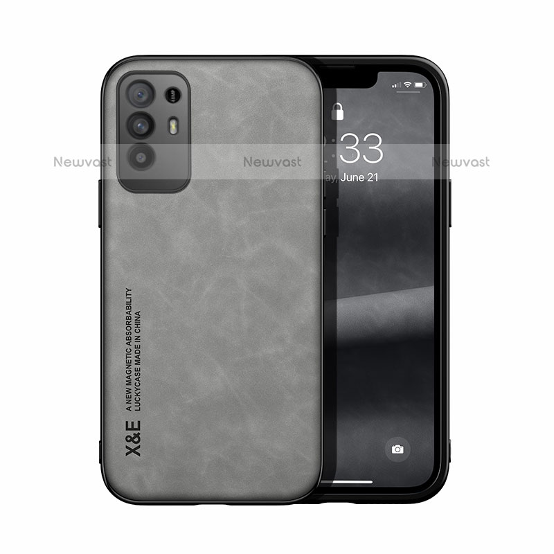 Soft Luxury Leather Snap On Case Cover DY1 for Oppo A95 5G Gray