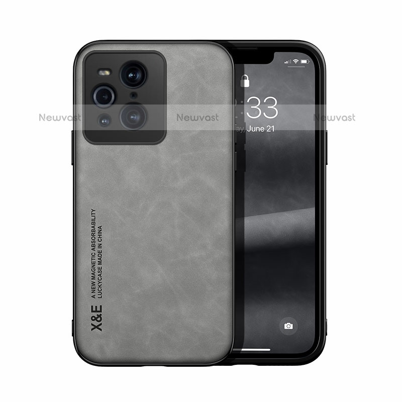 Soft Luxury Leather Snap On Case Cover DY1 for Oppo Find X3 Pro 5G Gray