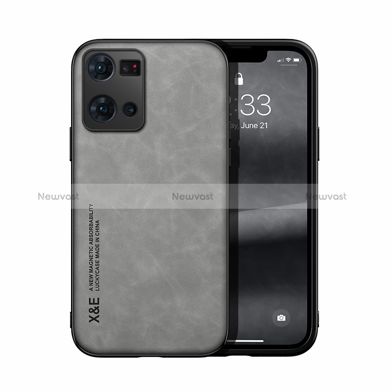 Soft Luxury Leather Snap On Case Cover DY1 for Oppo Reno8 4G Gray