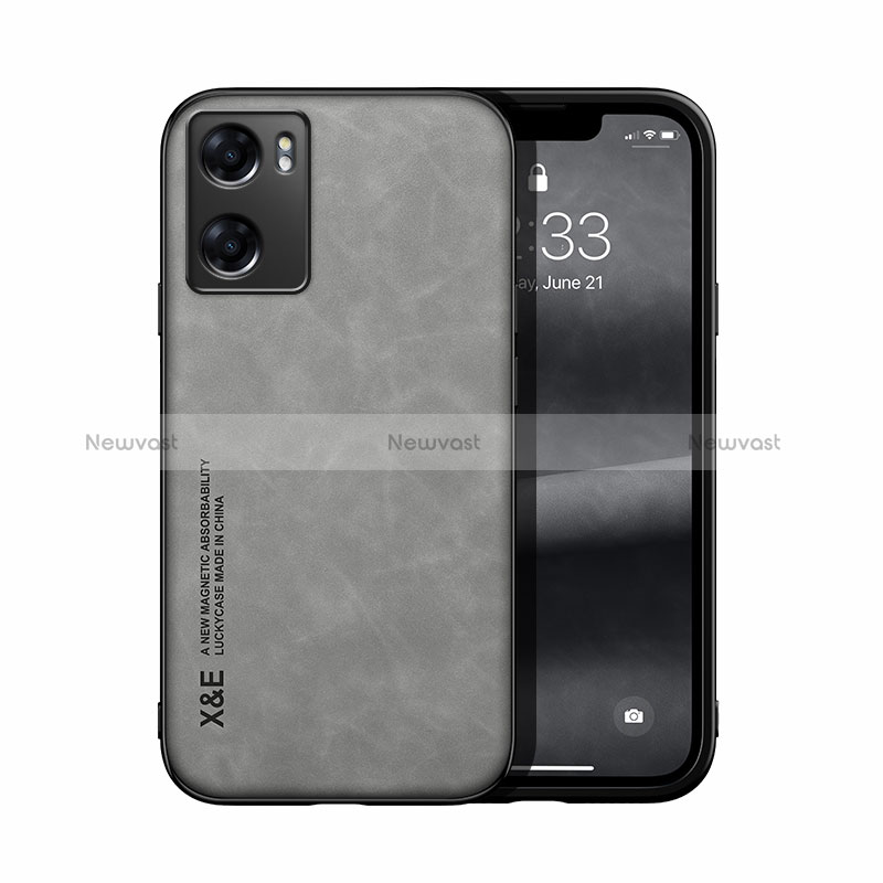 Soft Luxury Leather Snap On Case Cover DY2 for Oppo A77 4G Gray