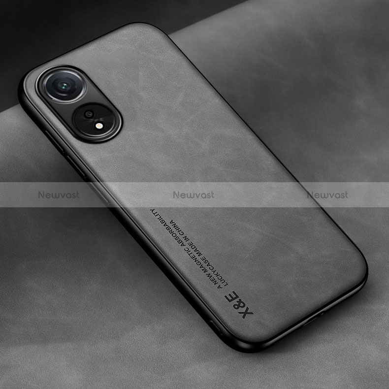 Soft Luxury Leather Snap On Case Cover DY2 for Oppo A78 4G Gray