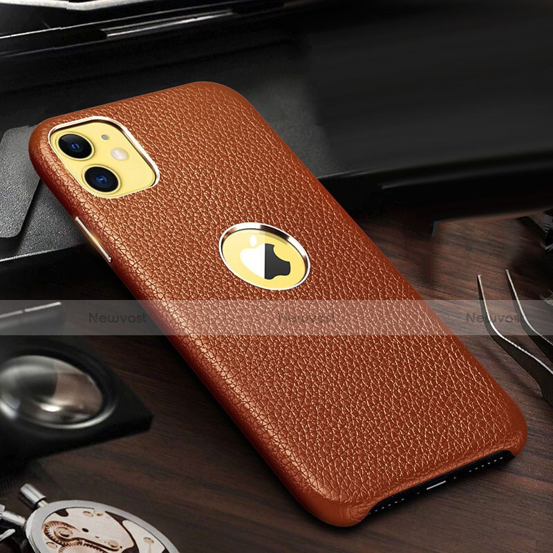 Soft Luxury Leather Snap On Case Cover for Apple iPhone 11 Brown