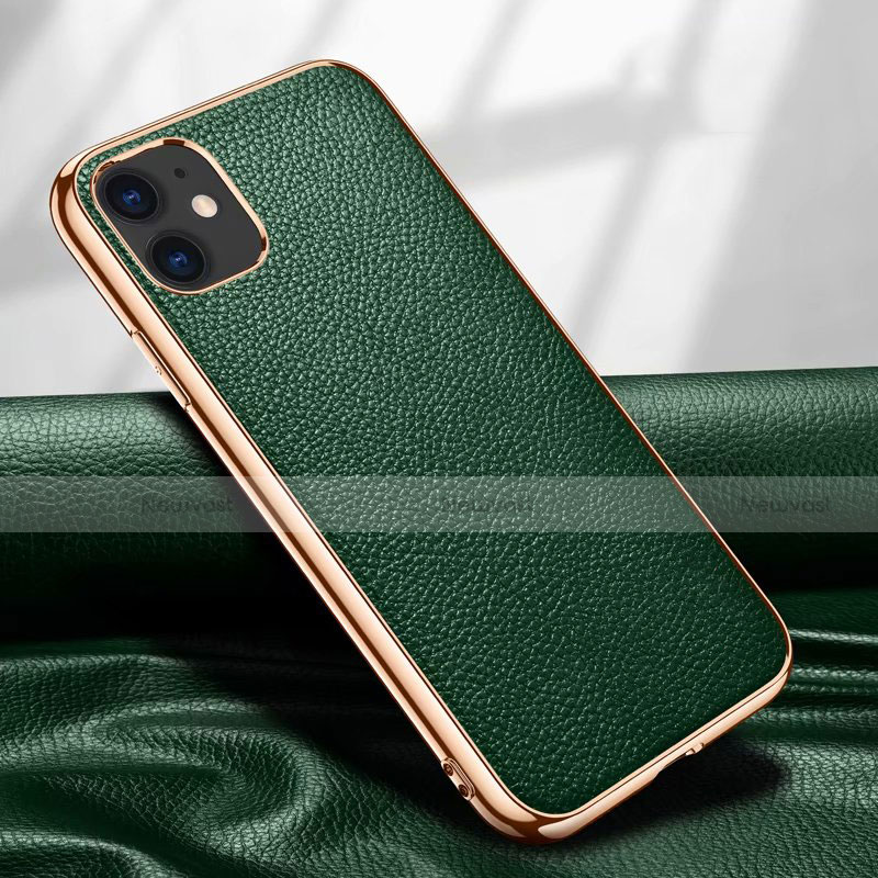 Soft Luxury Leather Snap On Case Cover for Apple iPhone 12 Mini Green