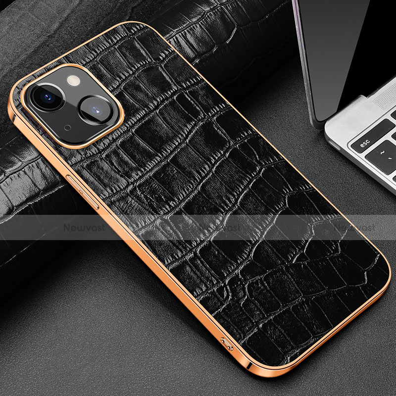 Soft Luxury Leather Snap On Case Cover for Apple iPhone 13 Mini Black