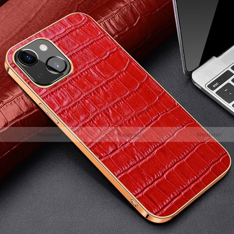 Soft Luxury Leather Snap On Case Cover for Apple iPhone 13 Mini Red