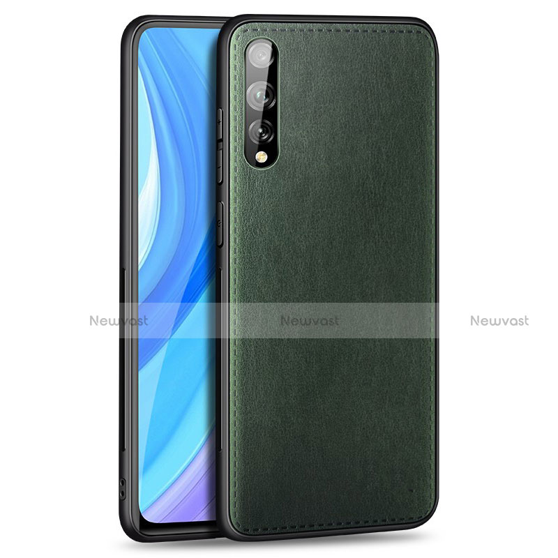 Soft Luxury Leather Snap On Case Cover for Huawei Enjoy 10S Green