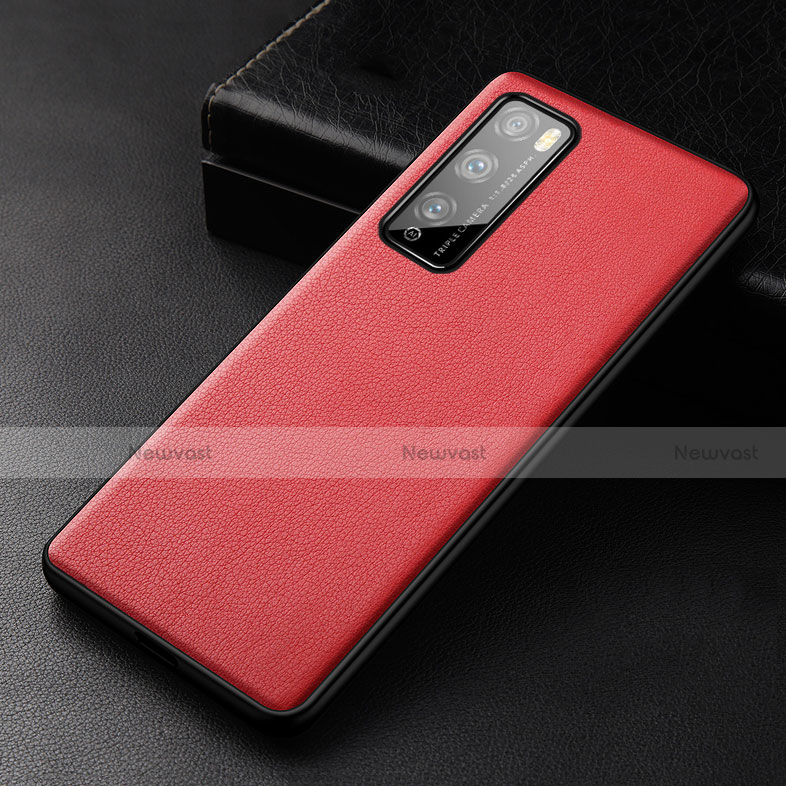 Soft Luxury Leather Snap On Case Cover for Huawei Enjoy 20 Pro 5G Red