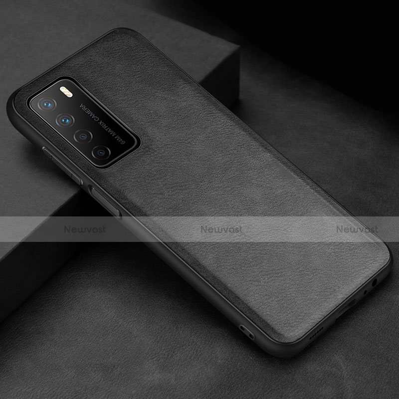 Soft Luxury Leather Snap On Case Cover for Huawei Honor Play4 5G Black