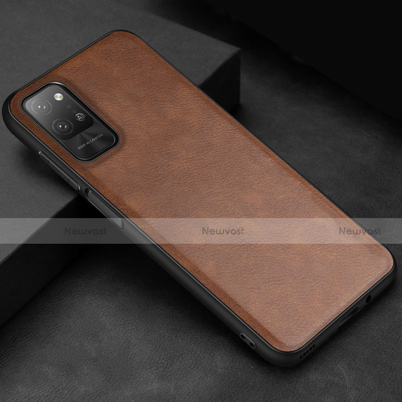 Soft Luxury Leather Snap On Case Cover for Huawei Honor Play4 Pro 5G Brown