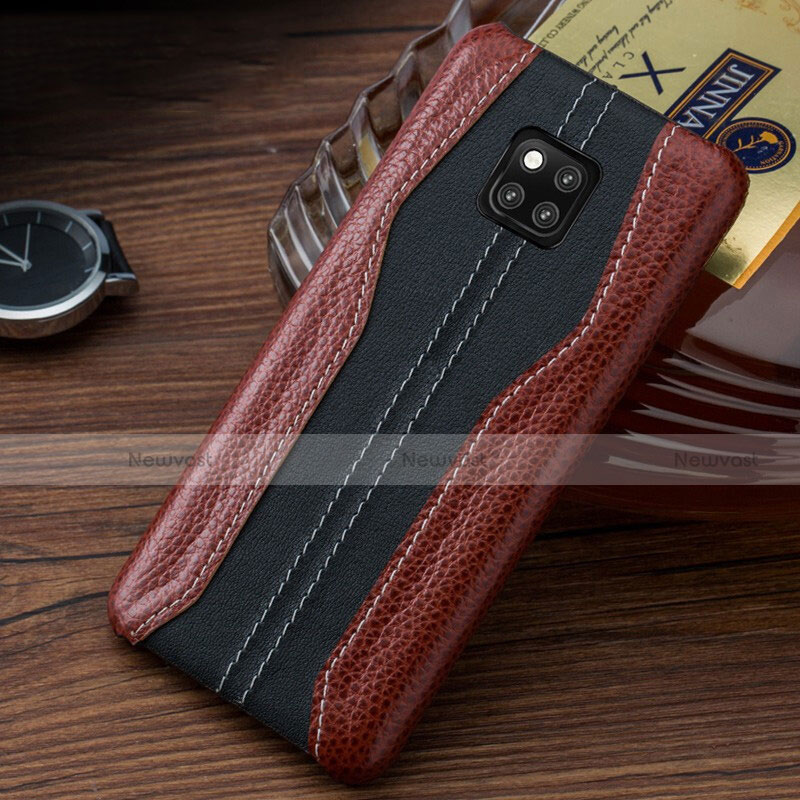 Soft Luxury Leather Snap On Case Cover for Huawei Mate 20 RS Brown