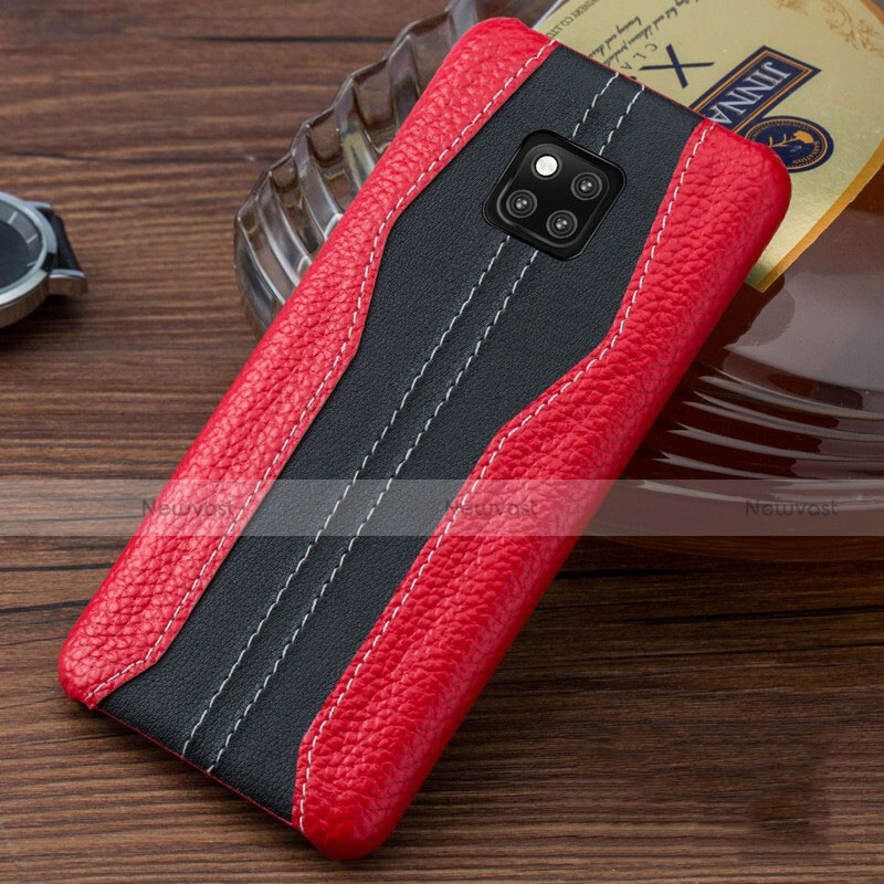 Soft Luxury Leather Snap On Case Cover for Huawei Mate 20 RS Red