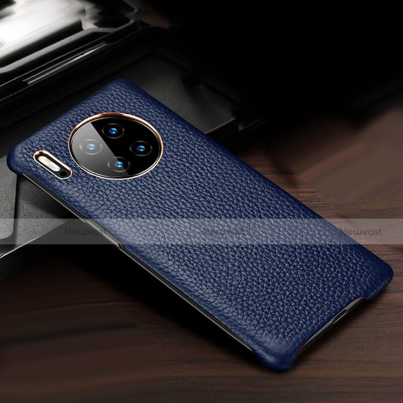 Soft Luxury Leather Snap On Case Cover for Huawei Mate 30 Pro Blue