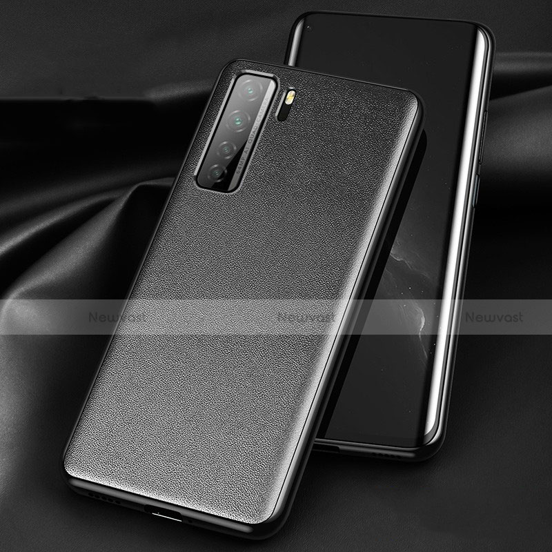 Soft Luxury Leather Snap On Case Cover for Huawei Nova 7 SE 5G Black