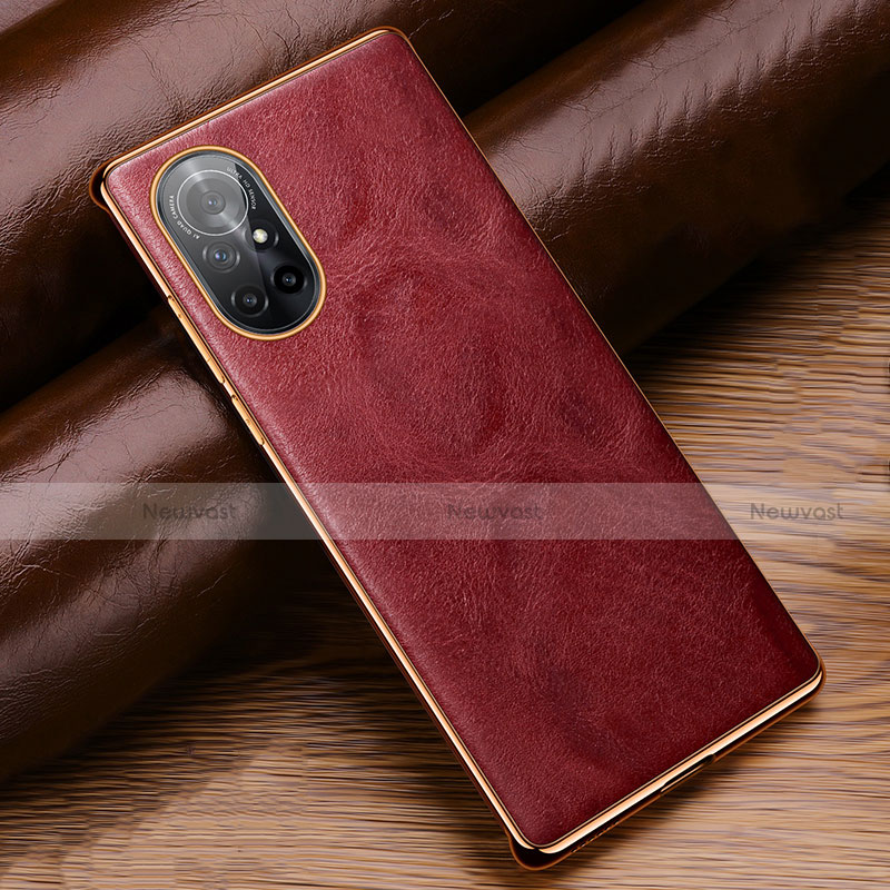 Soft Luxury Leather Snap On Case Cover for Huawei Nova 8 5G Red