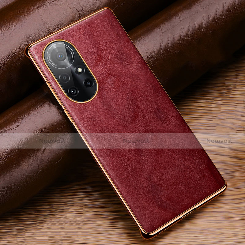 Soft Luxury Leather Snap On Case Cover for Huawei Nova 8 Pro 5G Red