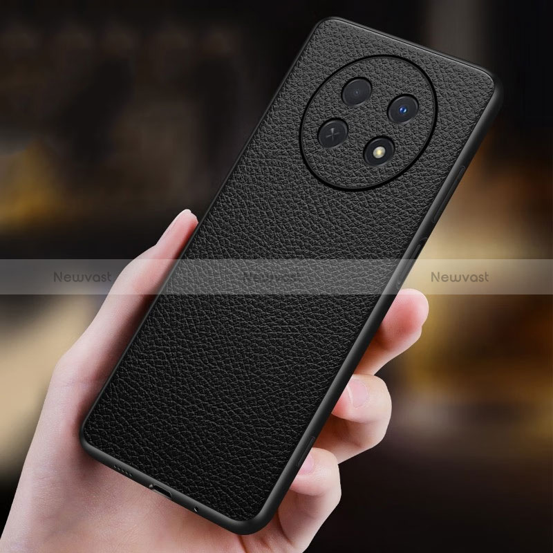 Soft Luxury Leather Snap On Case Cover for Huawei Nova Y91 Black