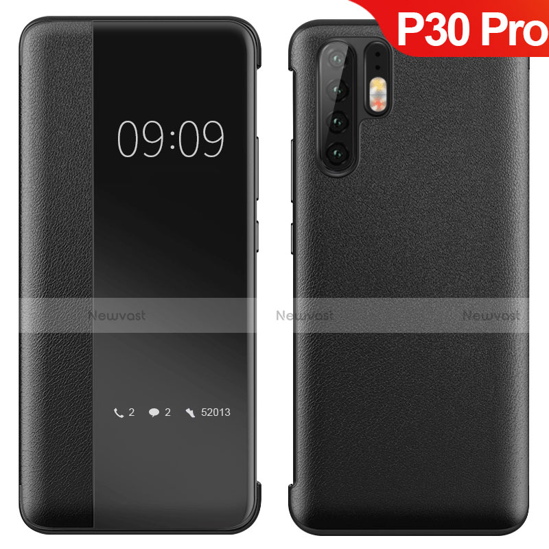 Soft Luxury Leather Snap On Case Cover for Huawei P30 Pro New Edition Black