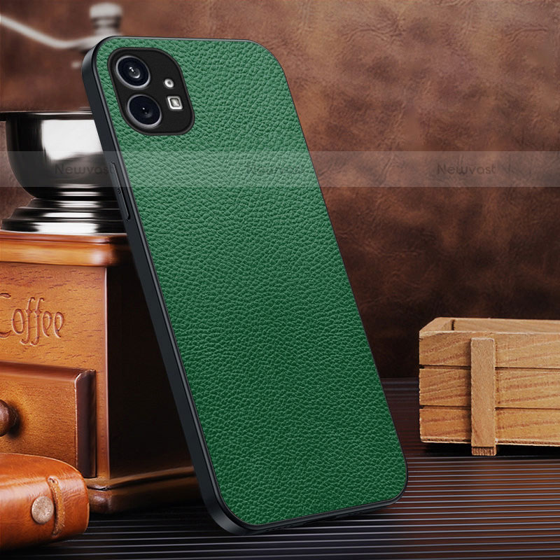 Soft Luxury Leather Snap On Case Cover for Nothing Phone 1 Green