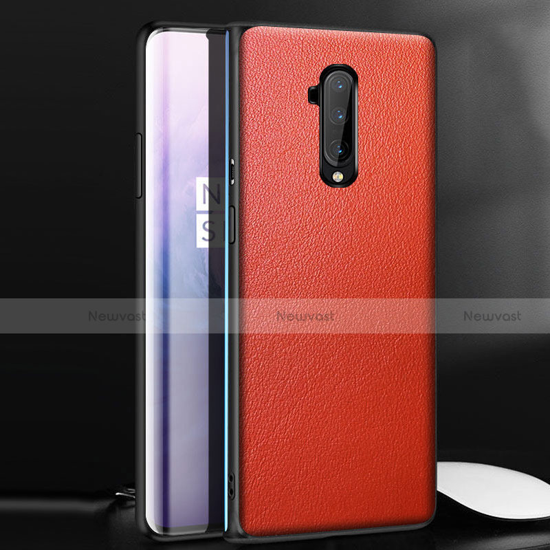 Soft Luxury Leather Snap On Case Cover for OnePlus 7T Pro 5G Red