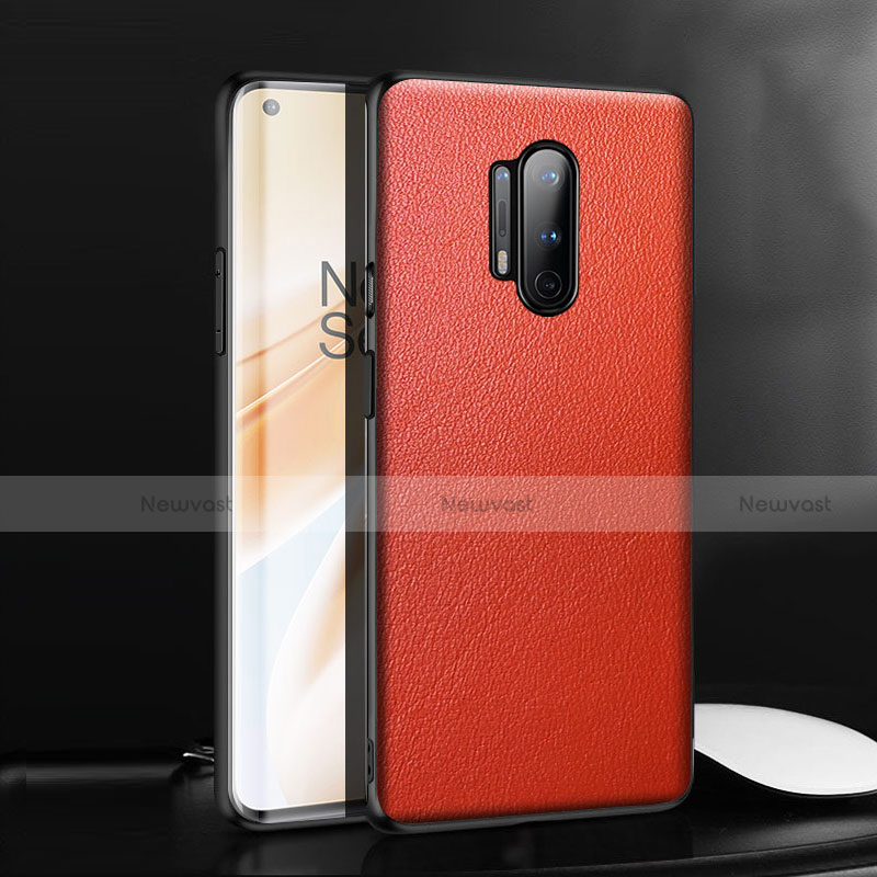 Soft Luxury Leather Snap On Case Cover for OnePlus 8 Pro Red