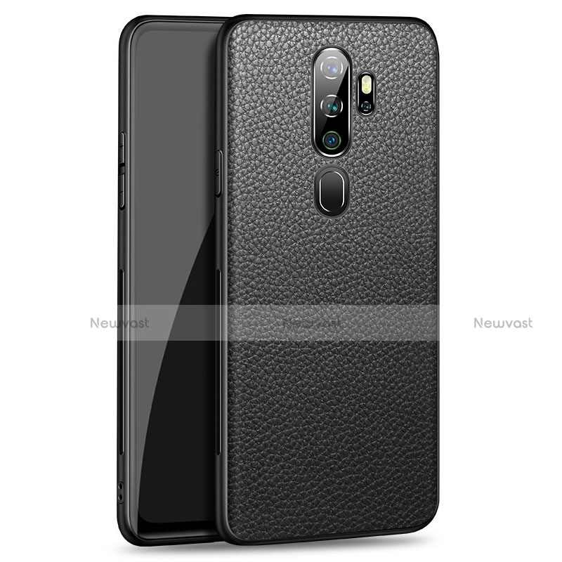 Soft Luxury Leather Snap On Case Cover for Oppo A11 Black