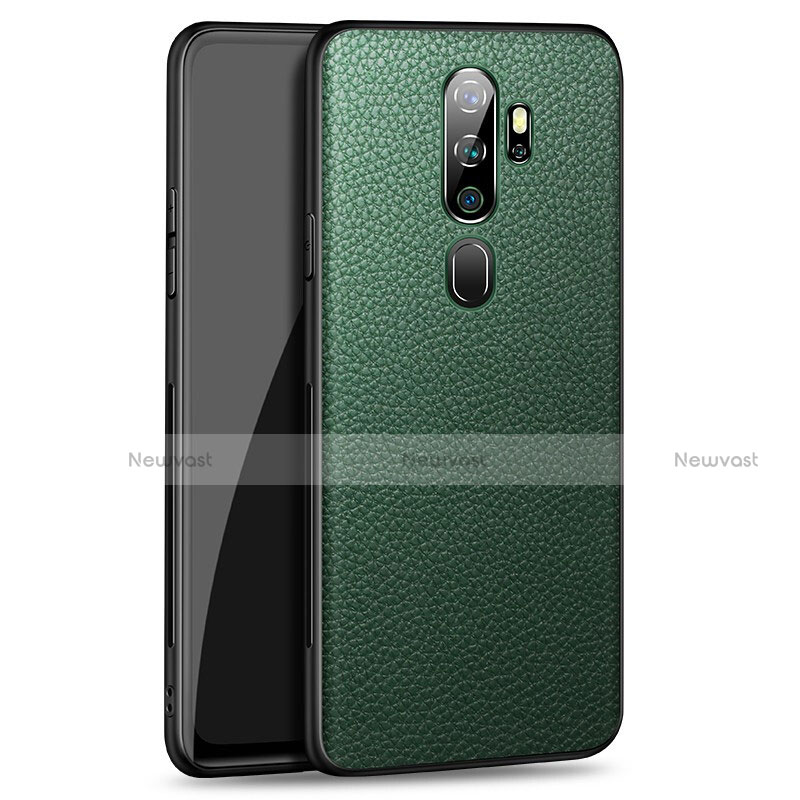 Soft Luxury Leather Snap On Case Cover for Oppo A11 Green