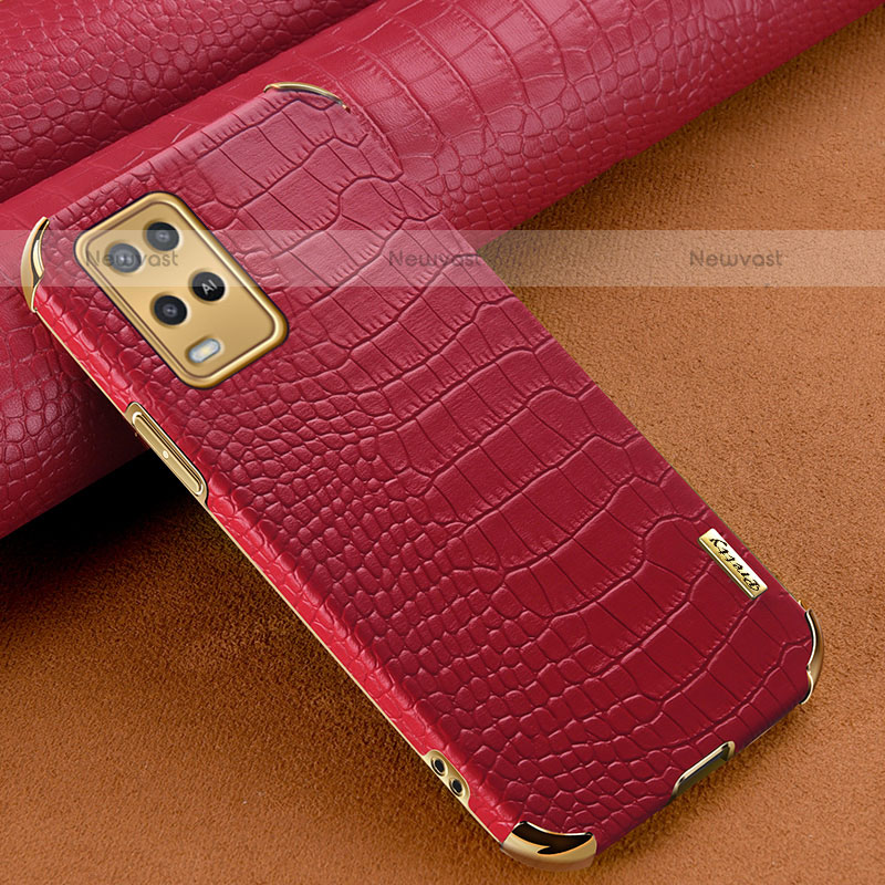 Soft Luxury Leather Snap On Case Cover for Oppo A54 4G Red