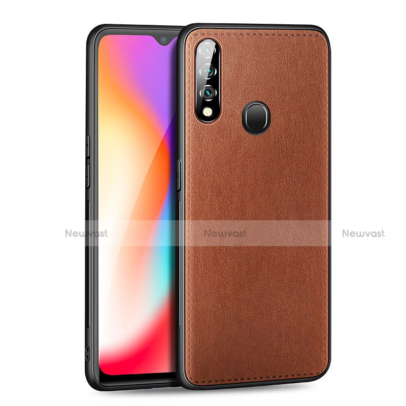 Soft Luxury Leather Snap On Case Cover for Oppo A8 Brown