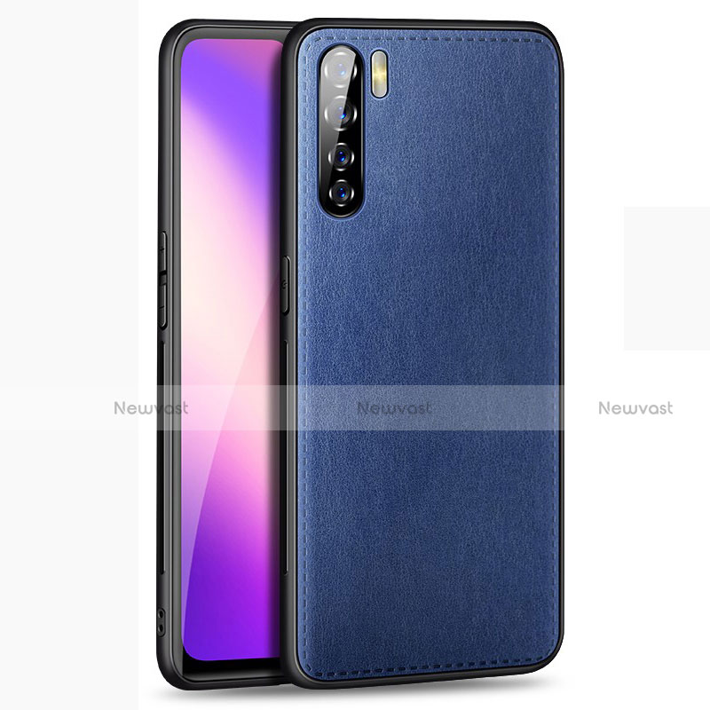 Soft Luxury Leather Snap On Case Cover for Oppo A91 Blue