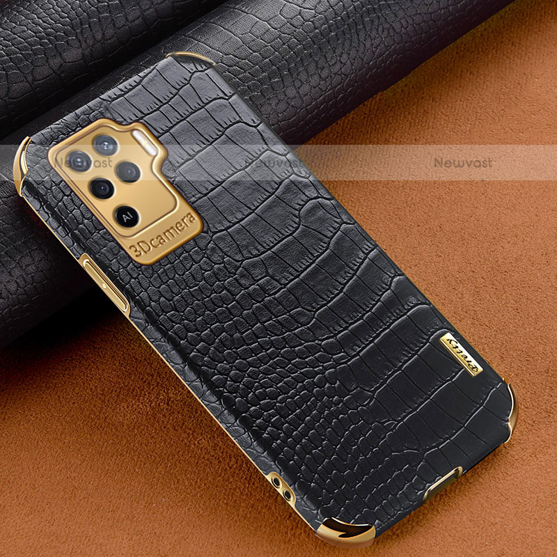 Soft Luxury Leather Snap On Case Cover for Oppo A94 4G Black