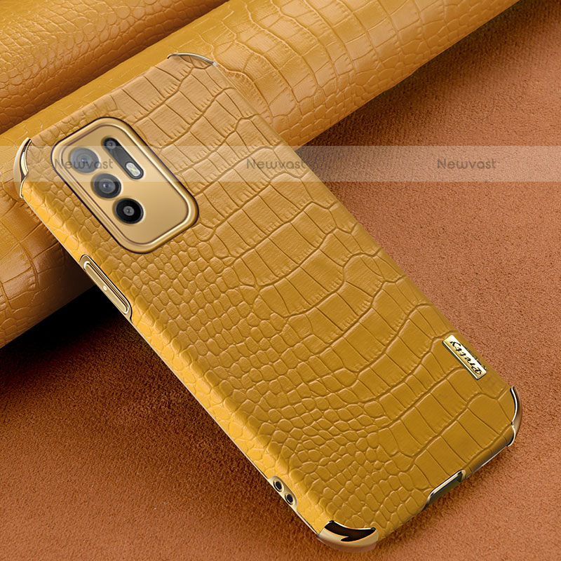 Soft Luxury Leather Snap On Case Cover for Oppo A94 5G Yellow