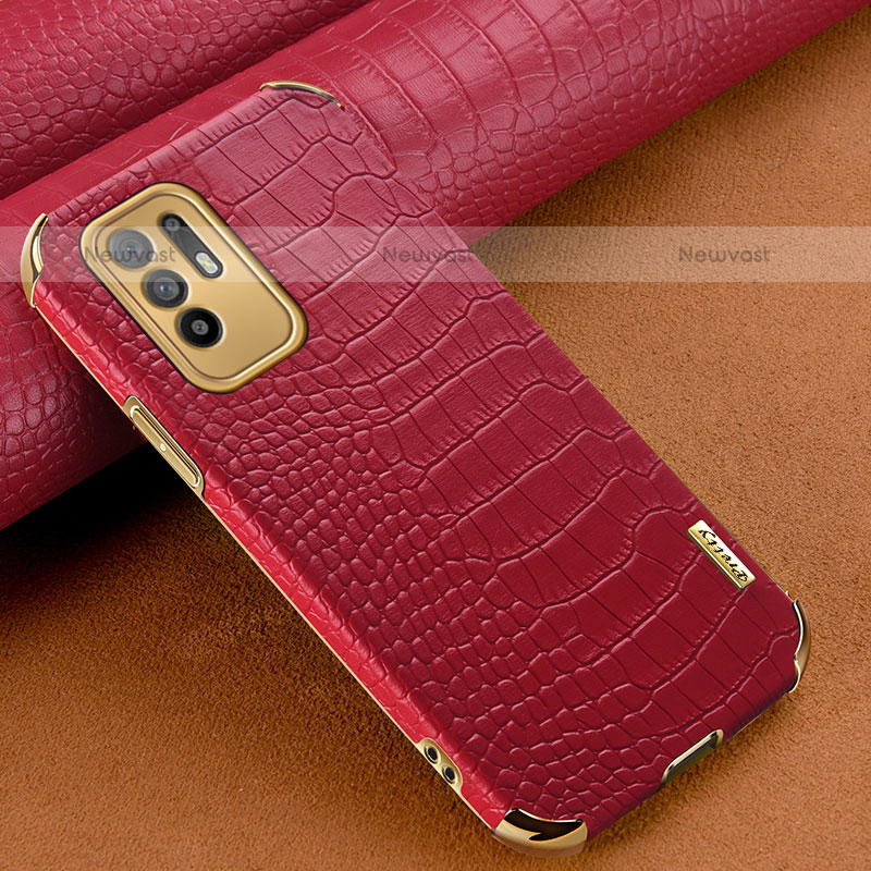 Soft Luxury Leather Snap On Case Cover for Oppo F19 Pro+ Plus 5G Red