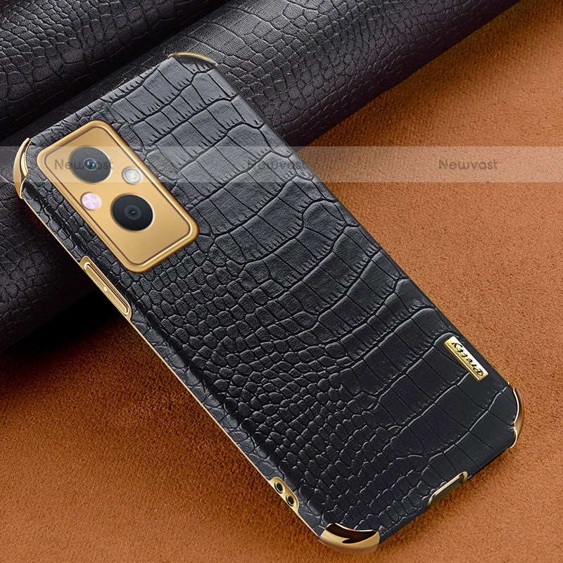 Soft Luxury Leather Snap On Case Cover for Oppo F21 Pro 5G Black