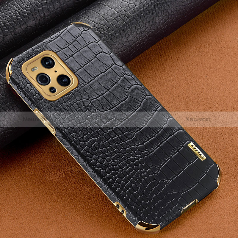 Soft Luxury Leather Snap On Case Cover for Oppo Find X3 5G Black