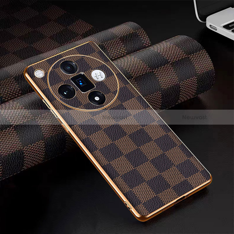 Soft Luxury Leather Snap On Case Cover for Oppo Find X7 5G Brown