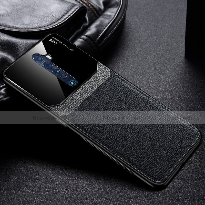 Soft Luxury Leather Snap On Case Cover for Oppo Reno2 Black