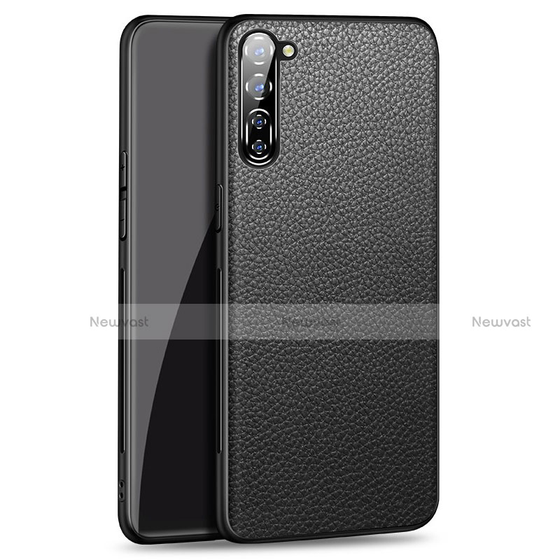 Soft Luxury Leather Snap On Case Cover for Oppo Reno3 Black